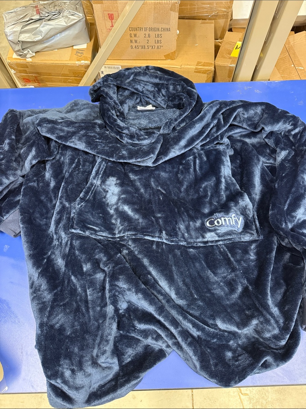 Comfy Plush Pullover Hoodie - Navy